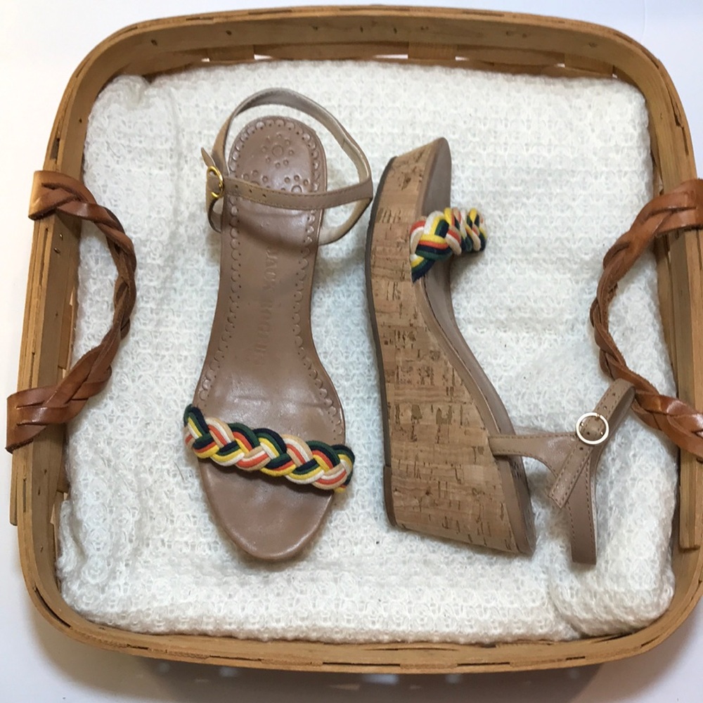 EUC Jack Rodgers Braided cork wedge Sandals size 6